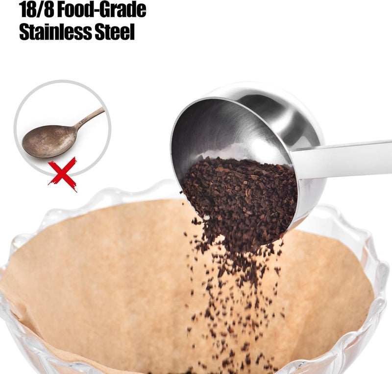 Doosu 18/8 Stainless Steel Coffee Scoop, Food-Grade Metal Measuring Spoon with 8.5in Long Handle, Tablespoon Scooper for Coffee Beans, Ground Coffee, Espresso, Protein Powders, Tea, Sugar (2 Tbsp) - Image 3